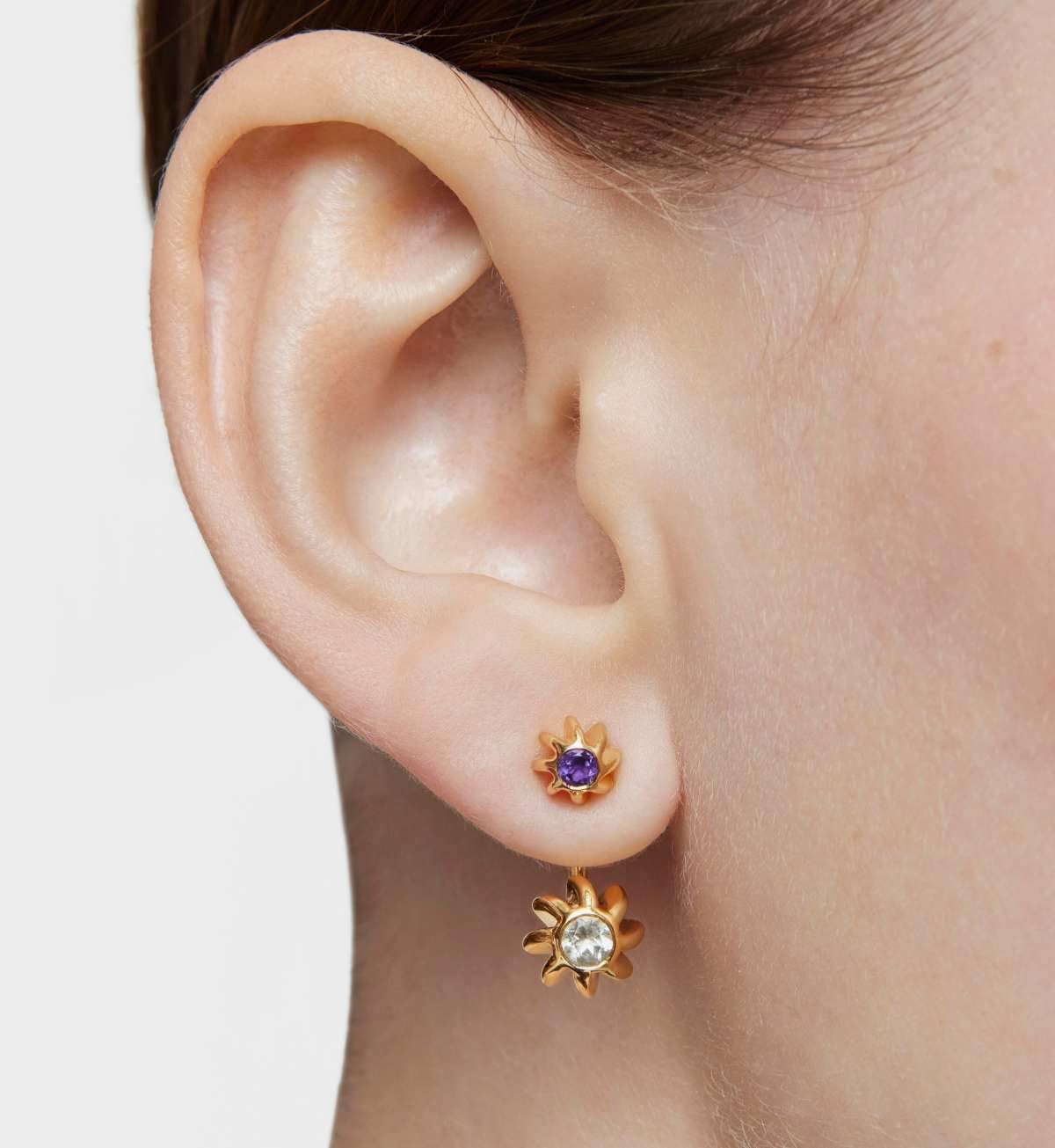 Pendientes largos dobles con baño de oro de 18 kt sobre plata y gemas Galia de TOUS