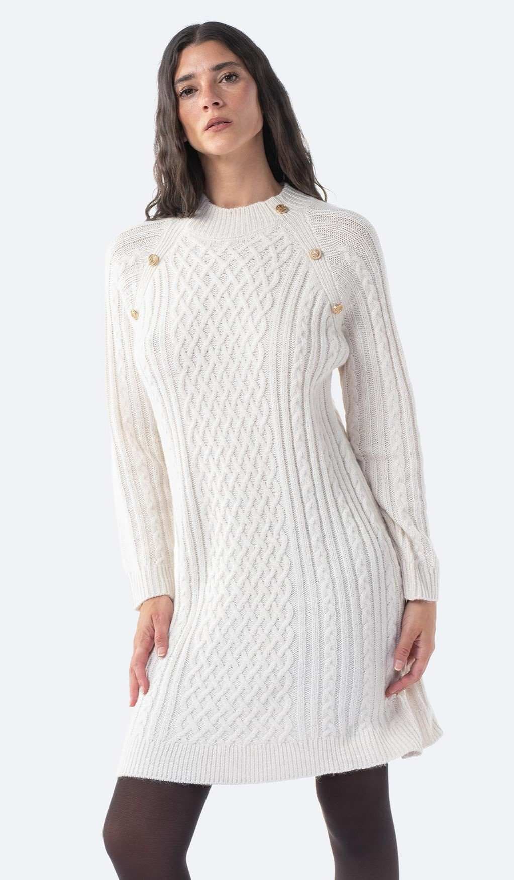 Vestido de tricot trenzado de manga larga de Mujer TEX