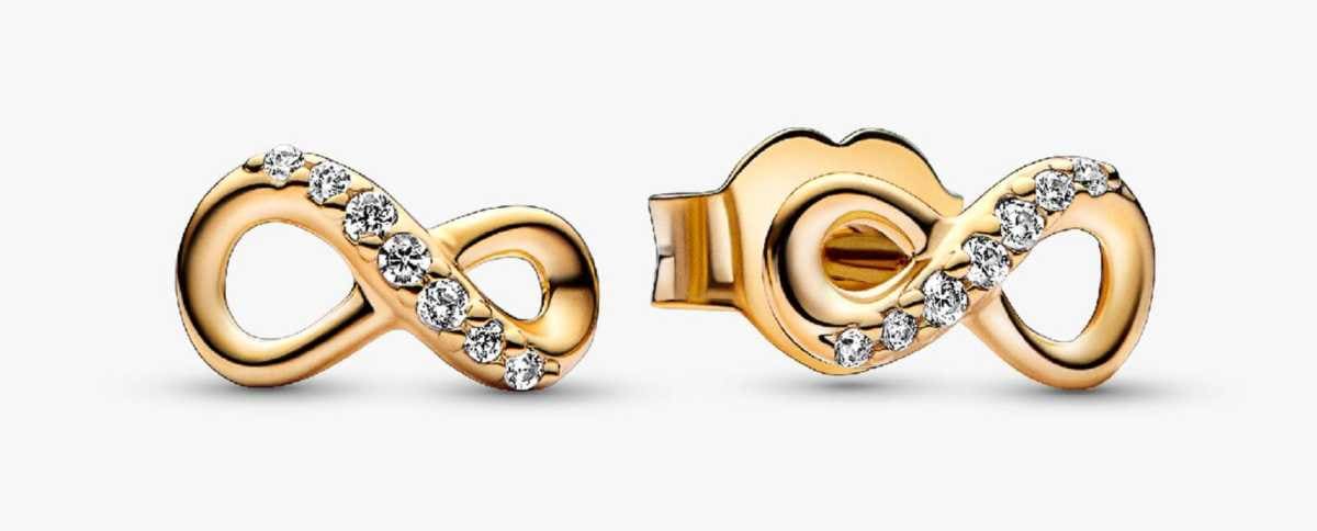 Pendientes de Botón Infinito Brillante de Pandora