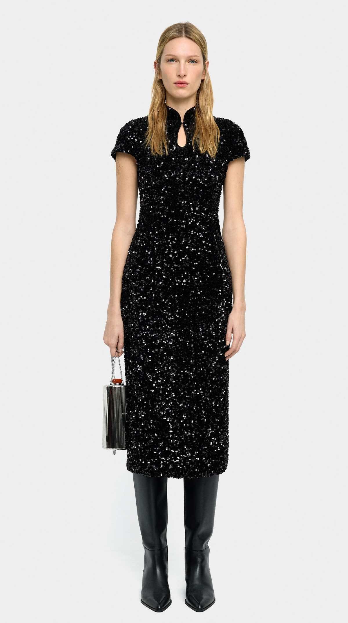 Vestido largo midi con lentejuelas de Parfois