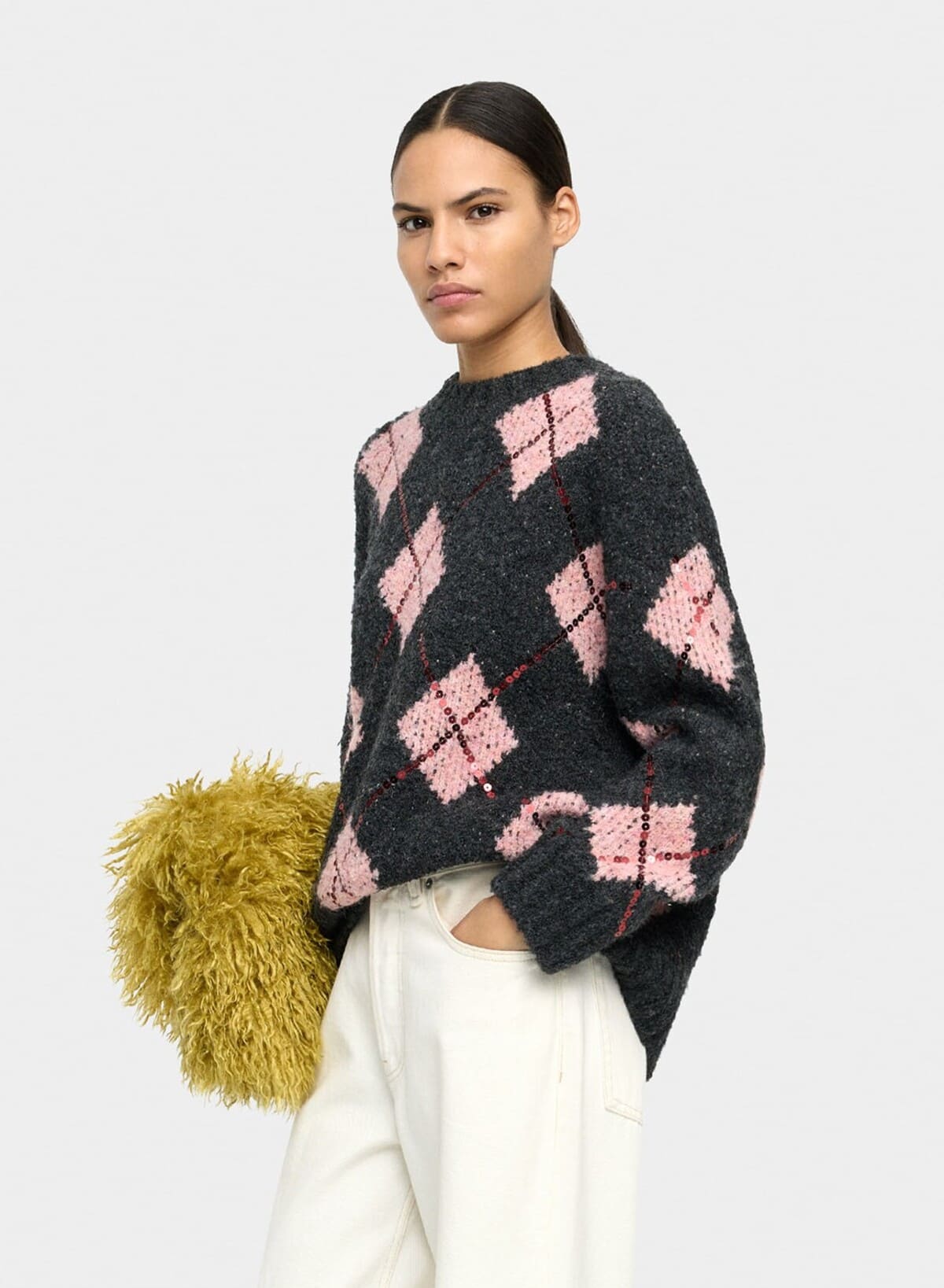 Jersey de punto estampado de rombos