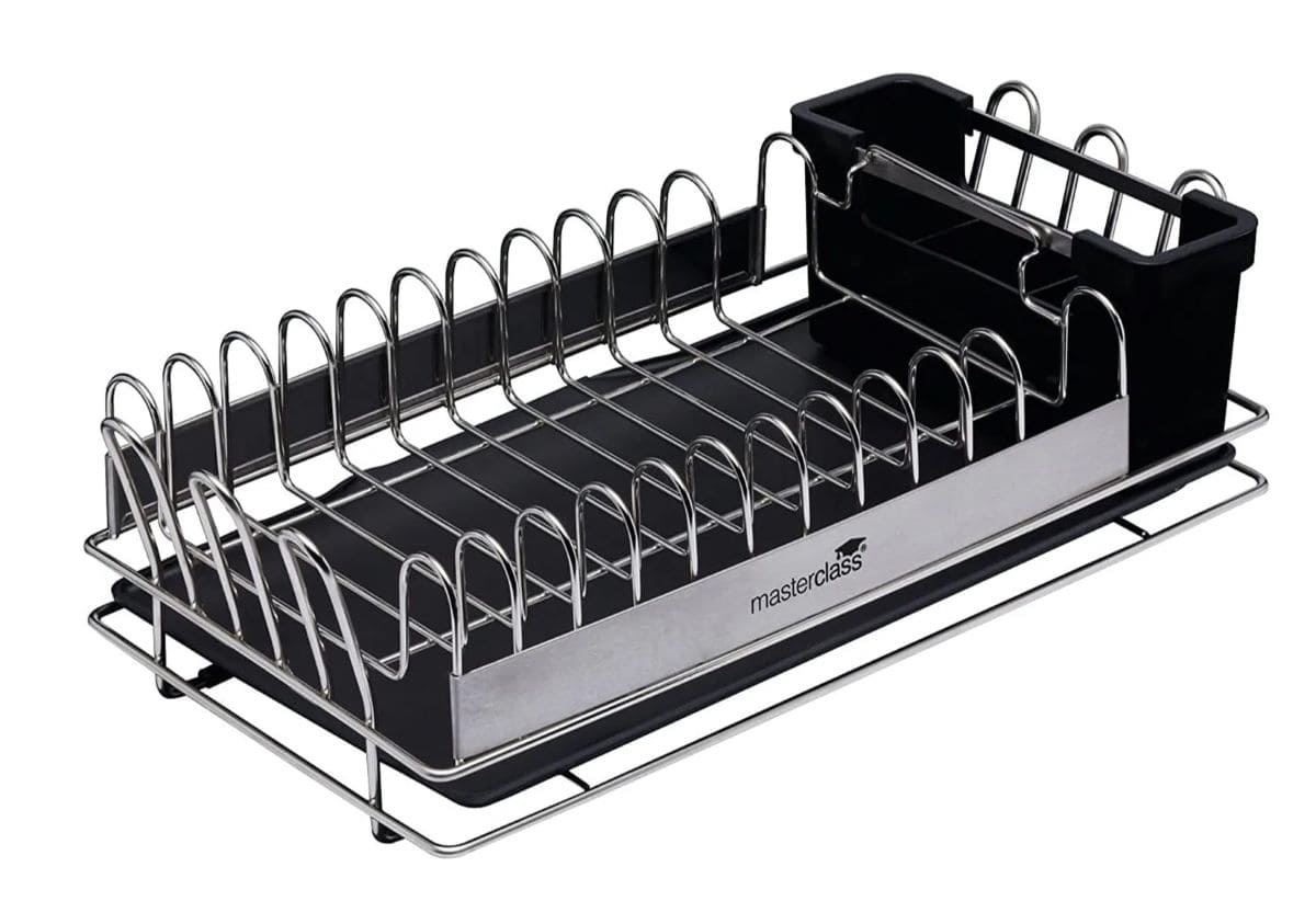 Escurreplatos horizontal pequeño de acero inoxidable, KitchenCraft MasterClass