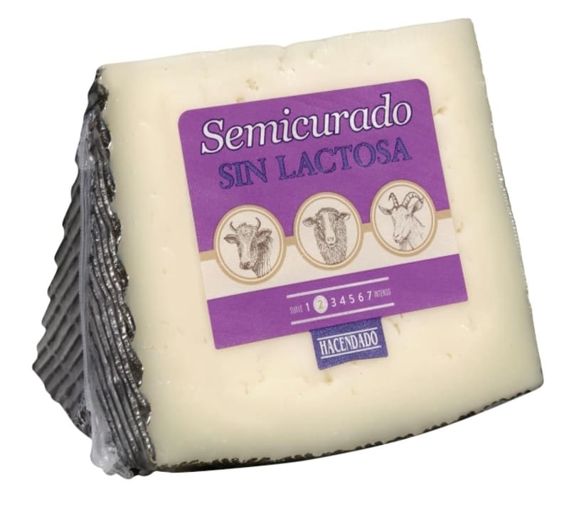 Queso semicurado sin lactosa mezcla Hacendado