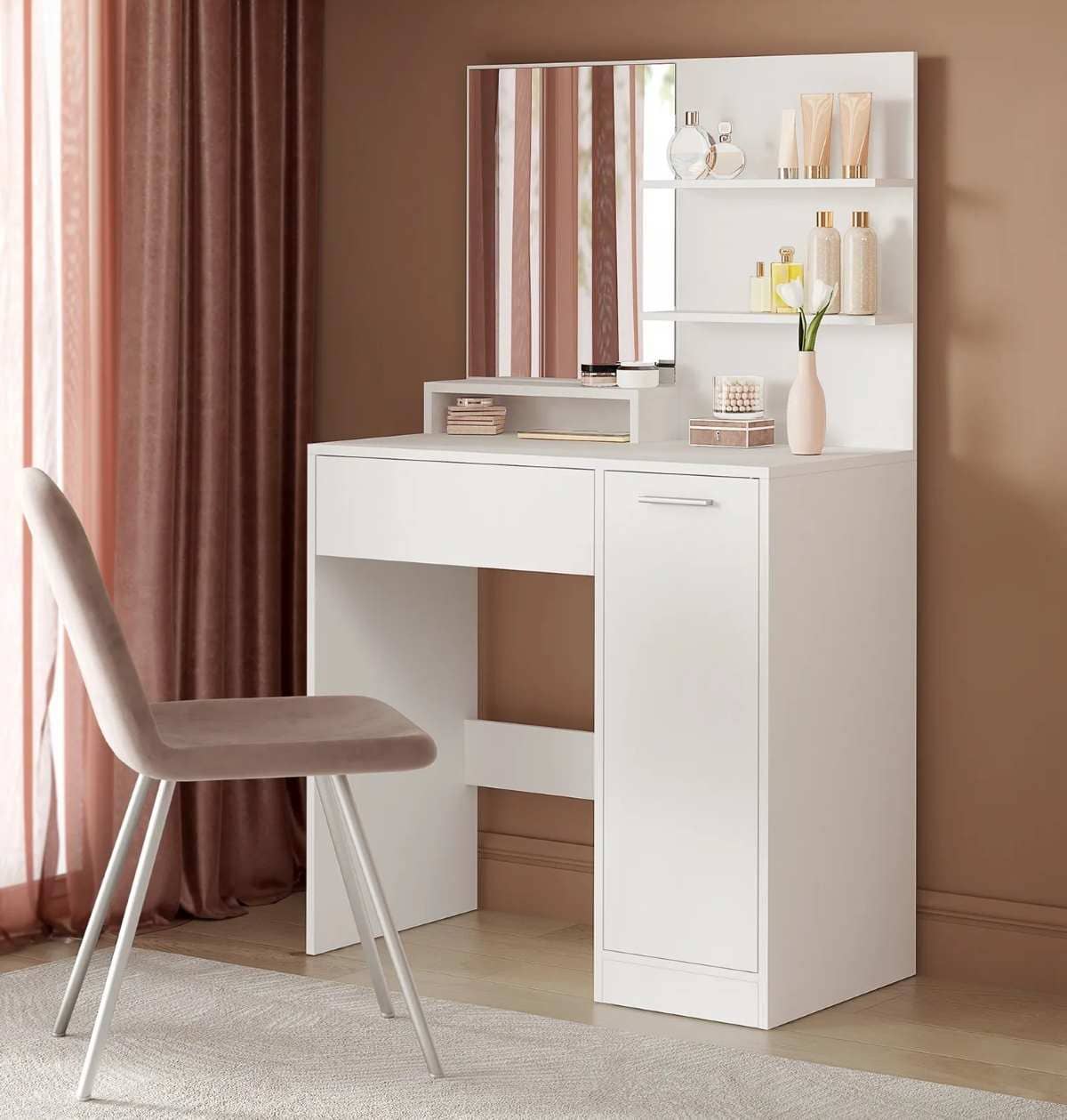 Tocador blanco moderno con espejo grande de Leroy Merlin