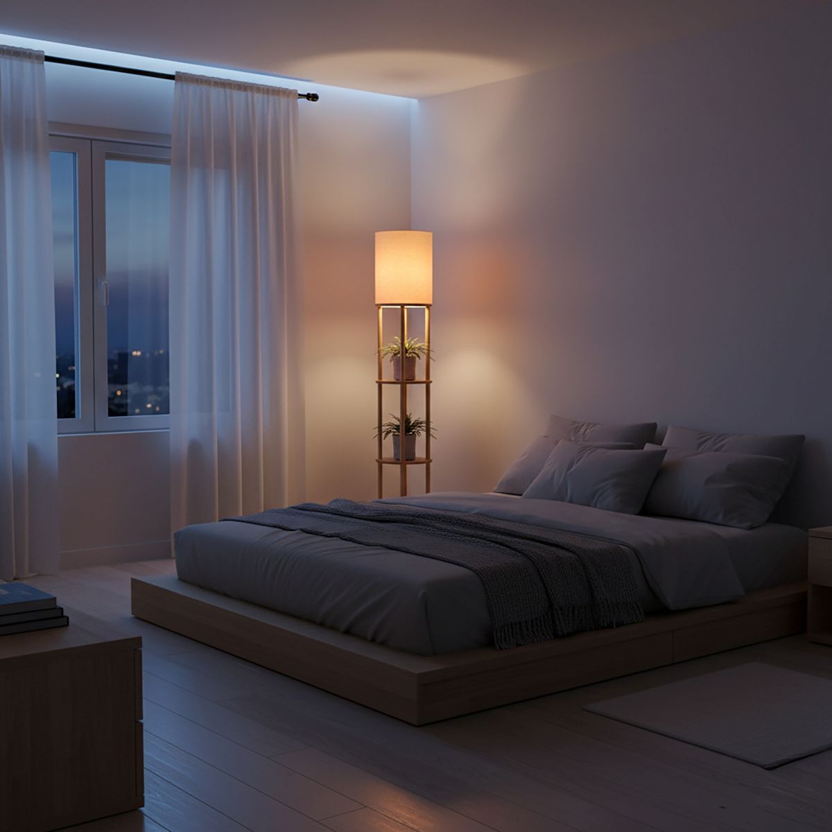 Lámpara de pie con estantería Relaxdays de Leroy Merlin