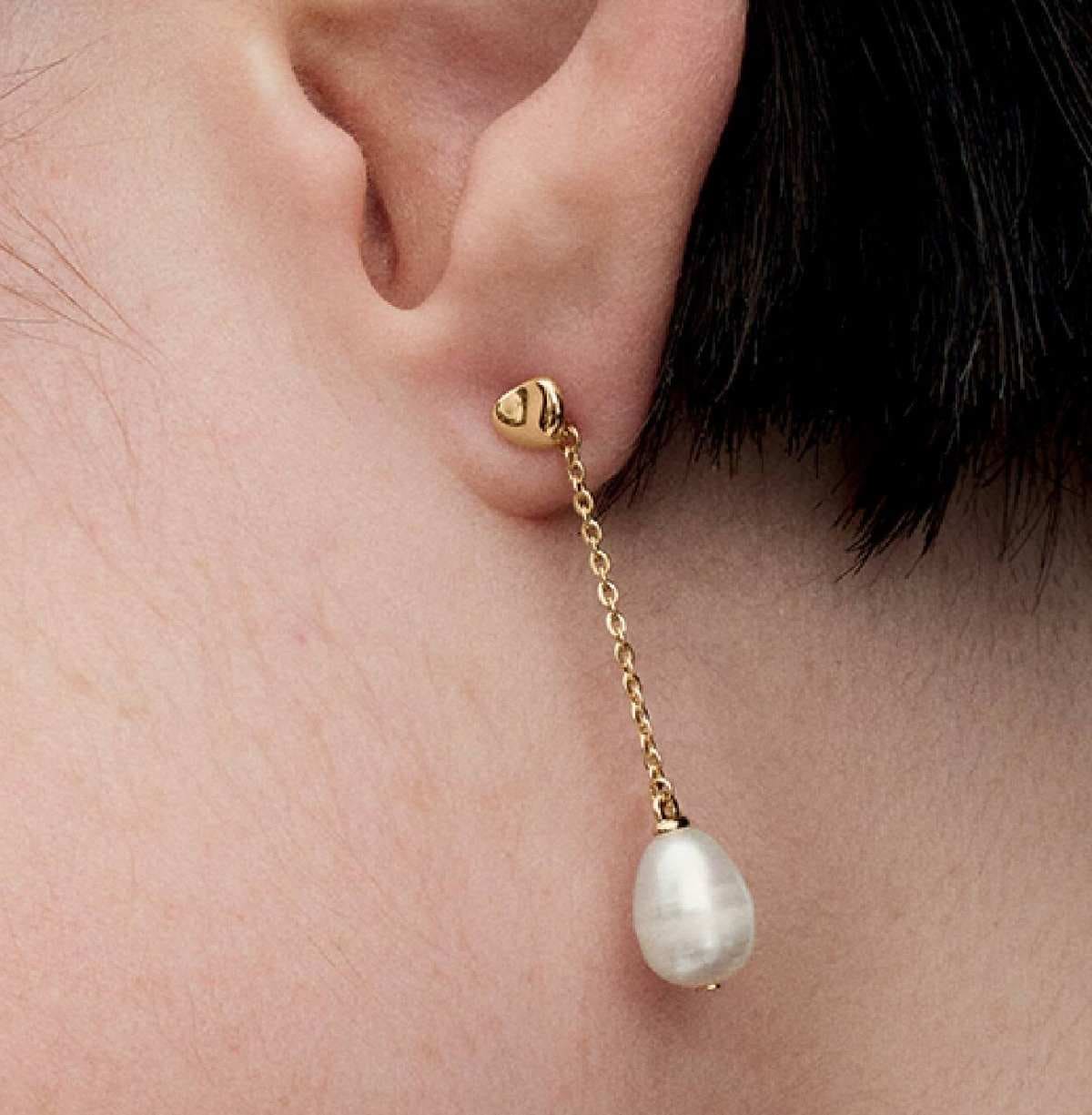 Pendientes Colgantes Perla Cultivada de Agua Dulce de Pandora