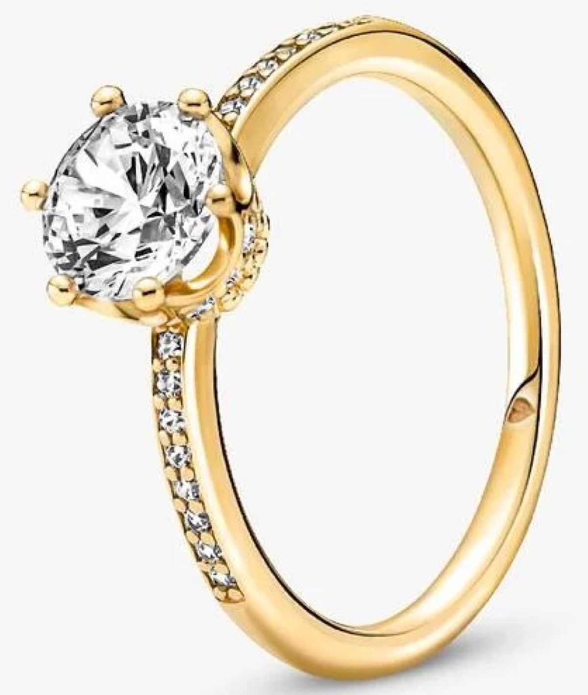 Anillo solitario corona brillante transparente de Pandora
