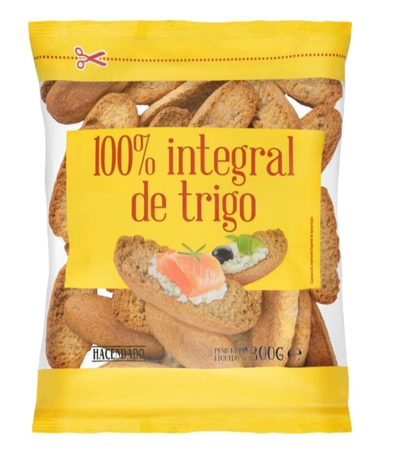 Panecillo tostado 100 integral de trigo Hacendado