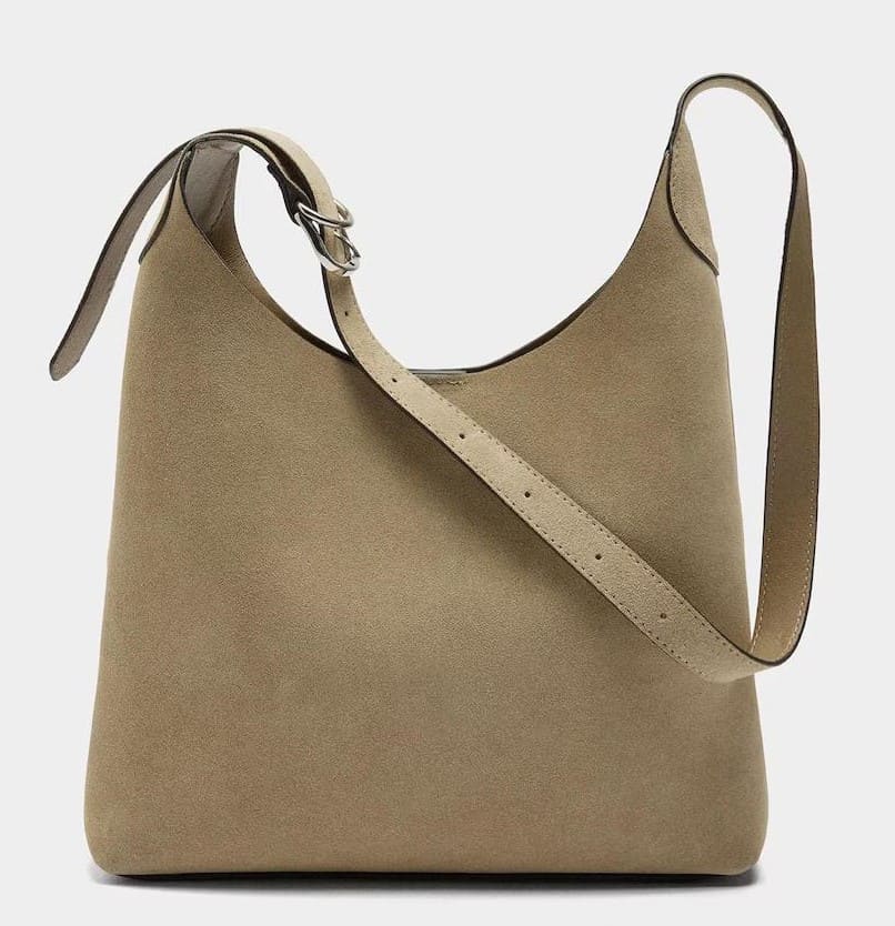 Bolso de hombro de piel con cierre imantado en liso