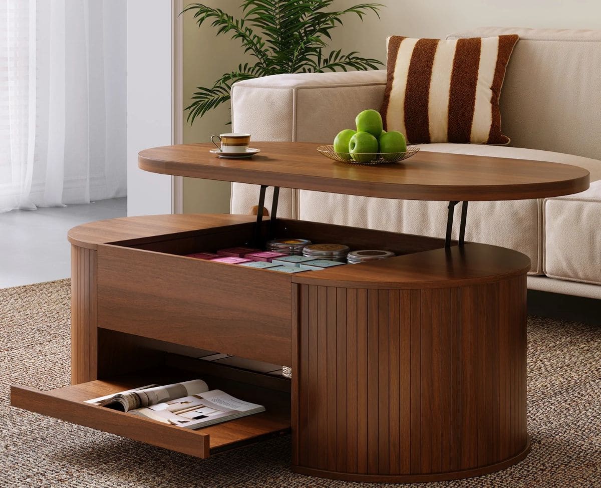 Mesa de centro elevable con 1 cajón ovalado Muebles Chic de Leroy Merlin