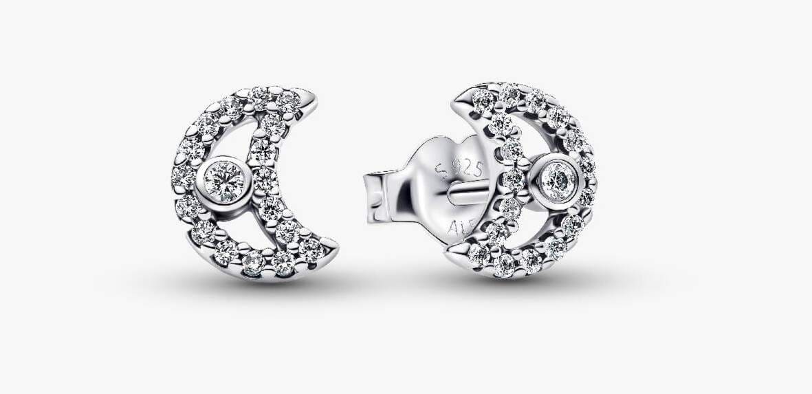 Pendientes de Botón Luna Brillante de Pandora