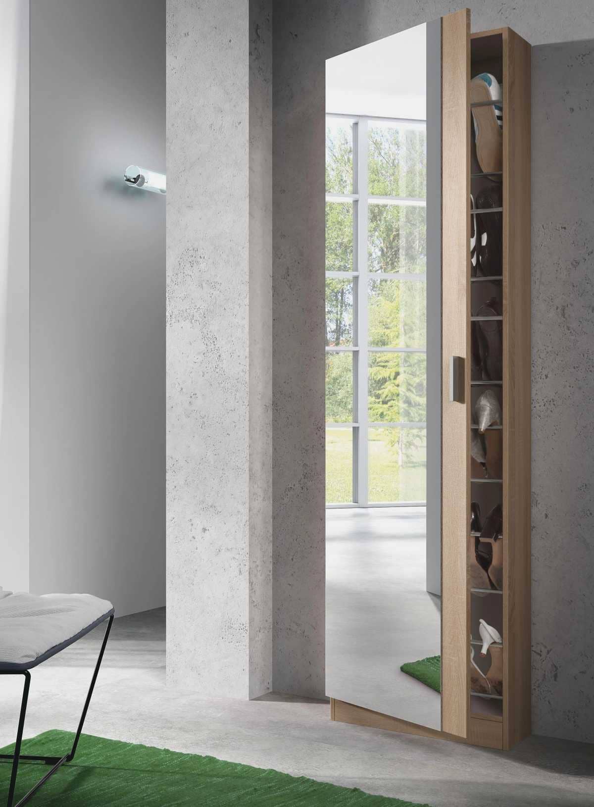 Zapatero con 3 compartimentos para 18 pares en melamina color roble natural Leroy Merlin