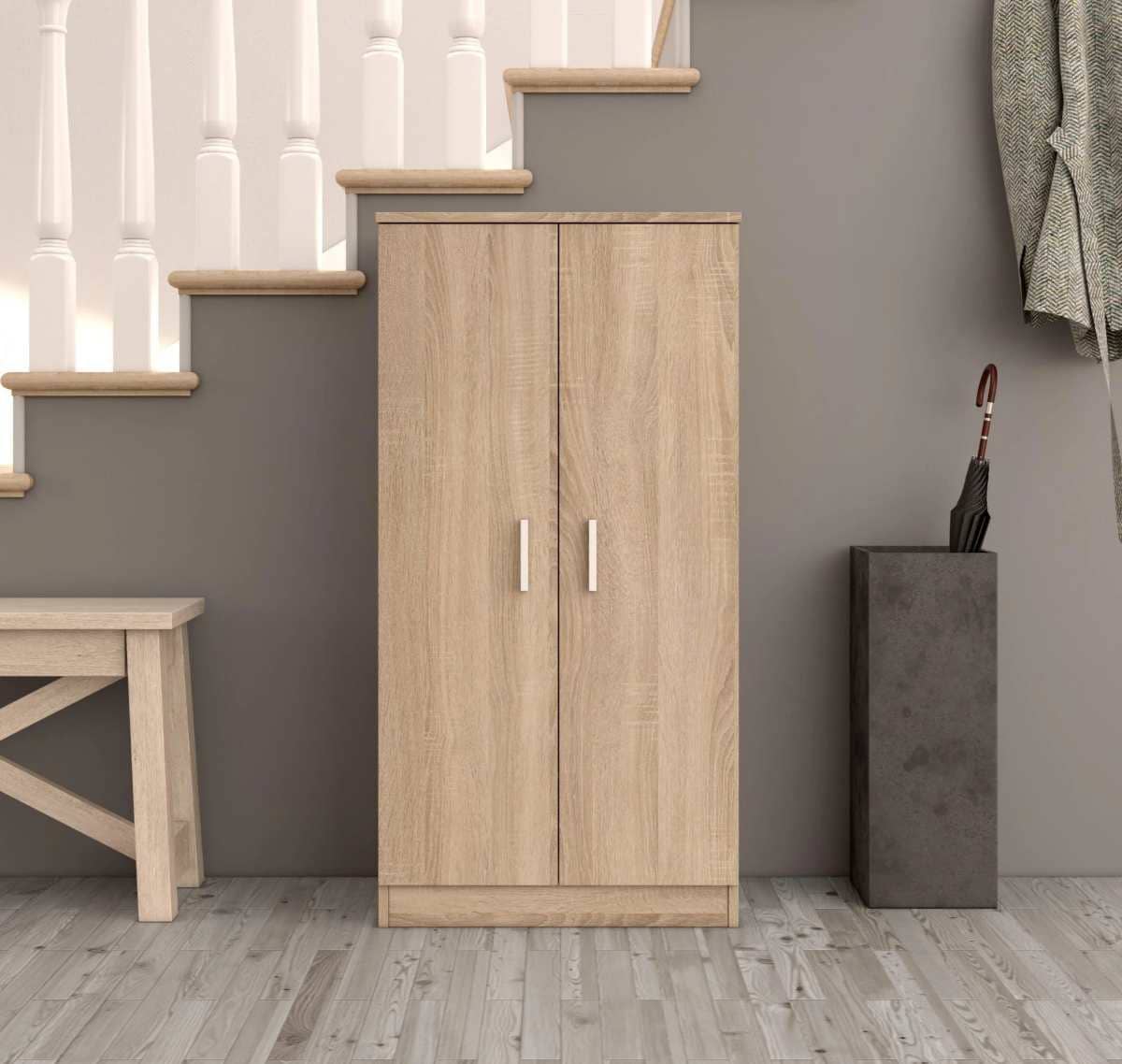 Zapatero Milo con 2 compartimentos para 21 pares en melamina color roble natural Leroy Merlin