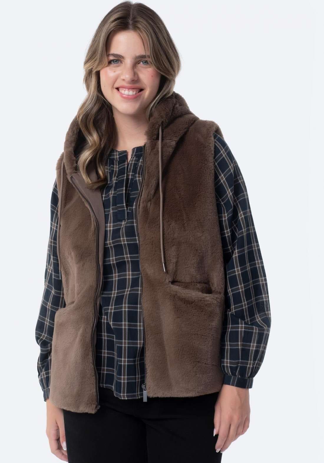 Chaleco de pelo con capucha de Mujer TEX de Carrefour