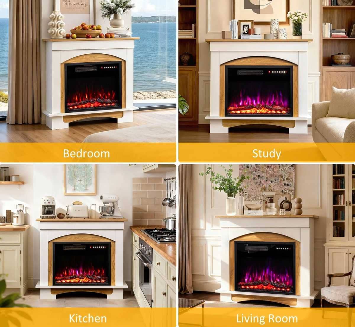 HOMAVO 23 pulgadas Chimenea Eléctrica con Mueble Blanco de Leroy Merlin