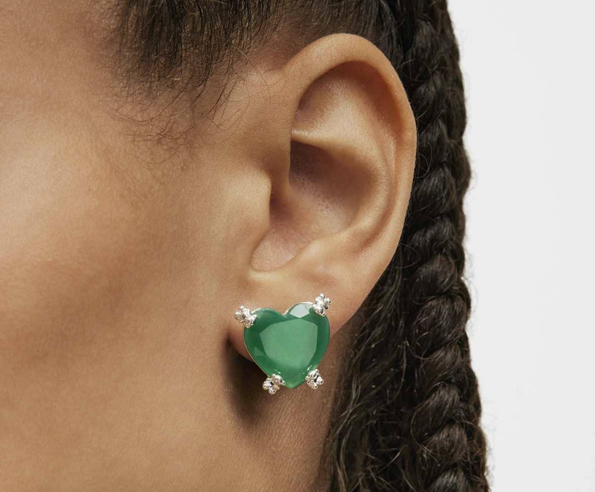 Pendientes corazón de plata y calcedonia tratada Color Pills de TOUS