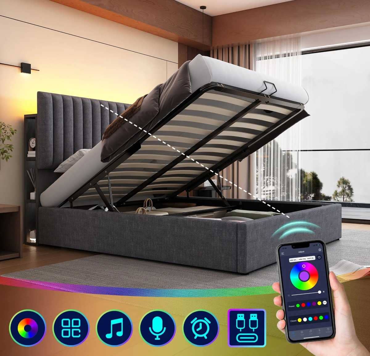 Cama contenedor para adultos 160 x 200 cm con cabecero ajustable en Leroy Merlin