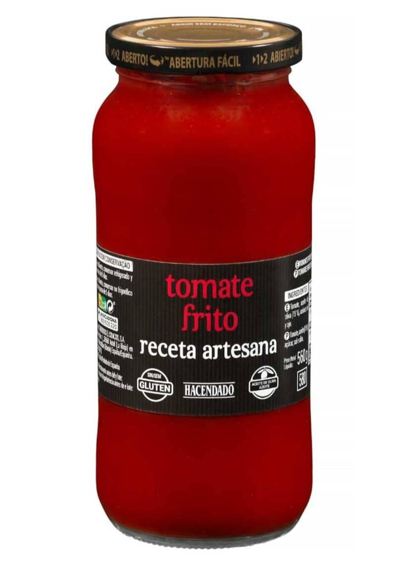Salsa de tomate frito receta artesanal Hacendado con aceite de oliva