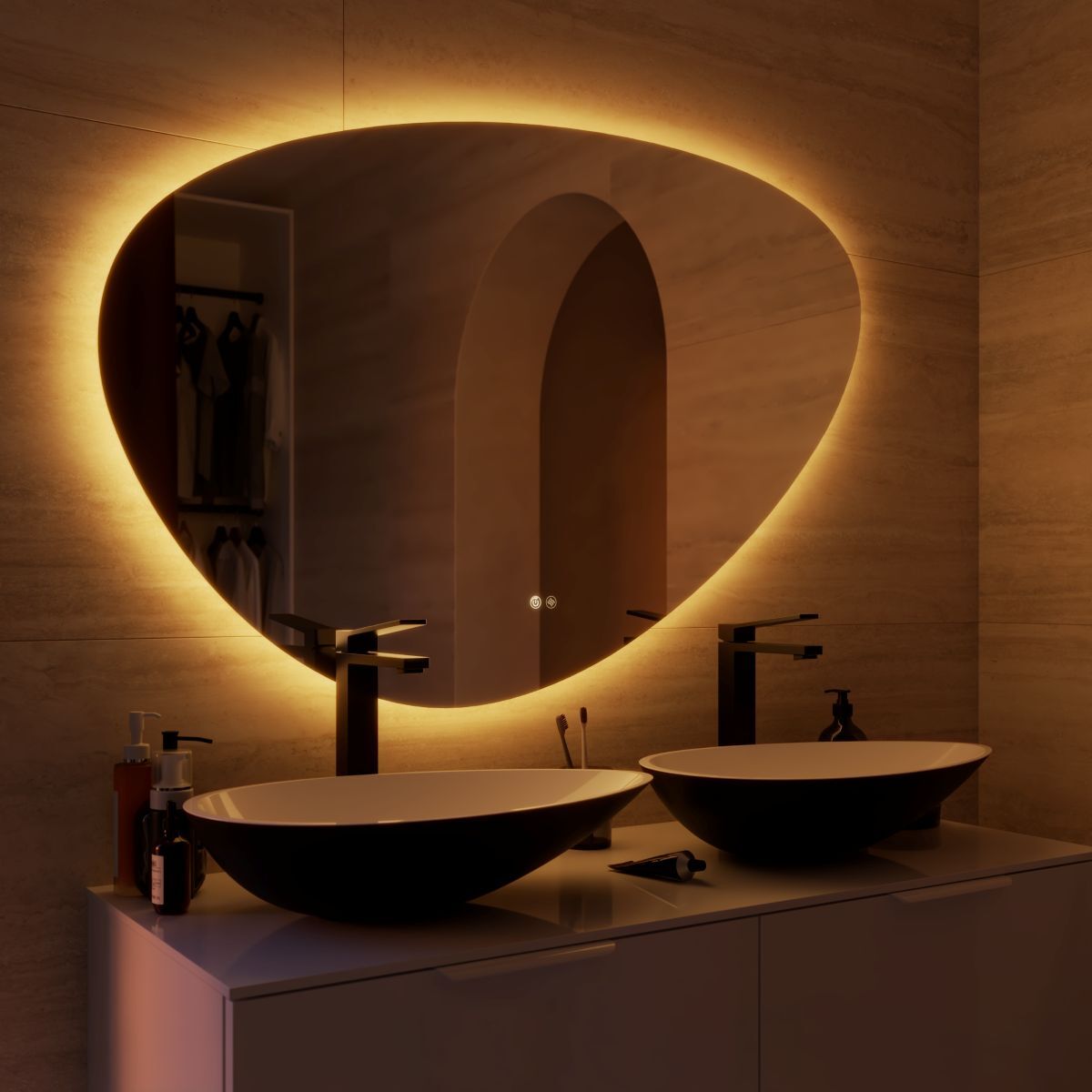 Espejo de baño LED Modern Pebble de Leroy Merlin