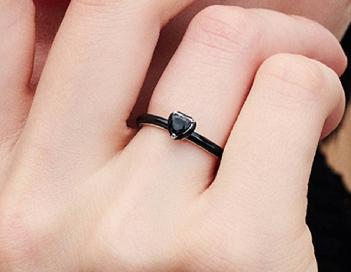 Anillo Corazón Chakra Negro de Pandora