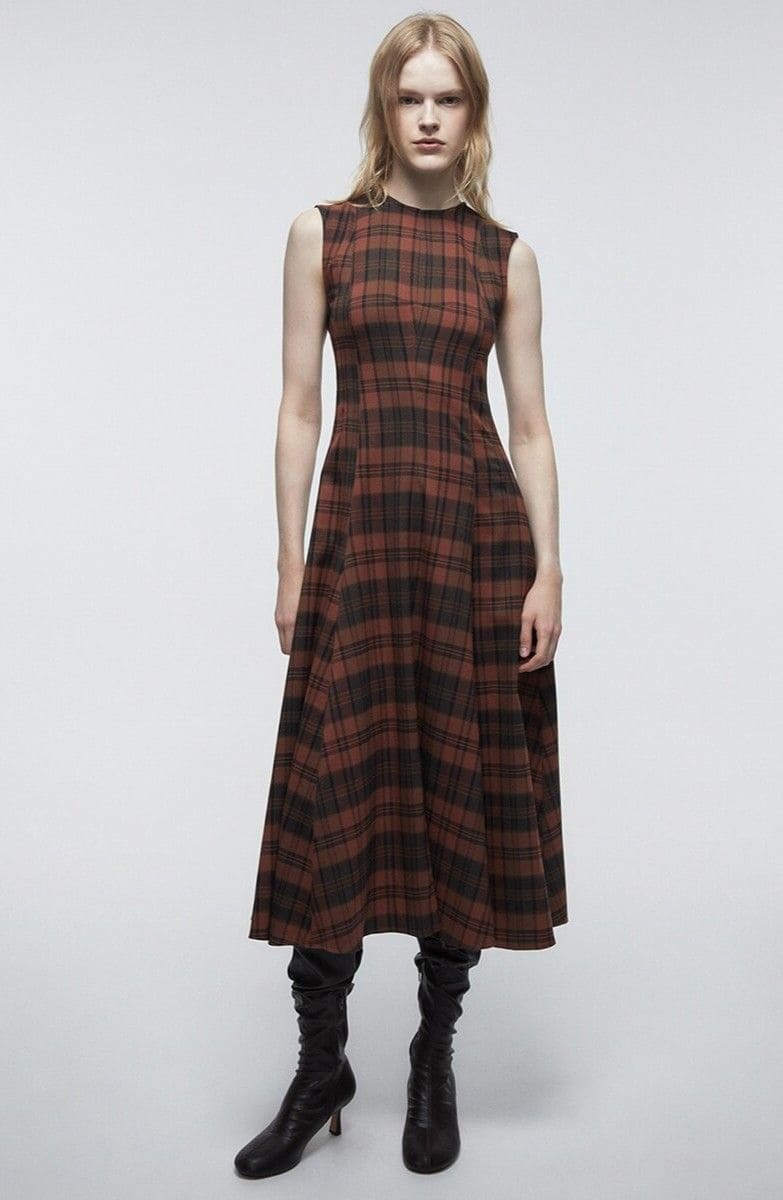 Sfera Vestido cuadros midi en El Corte Inglés