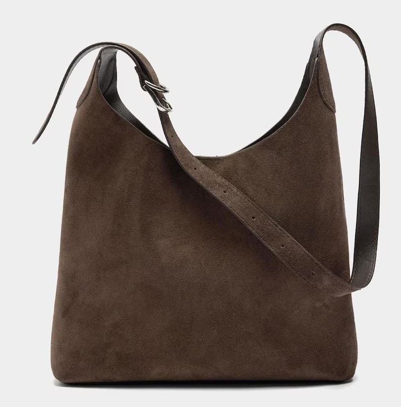 Bolso de hombro de piel con cierre imantado en liso