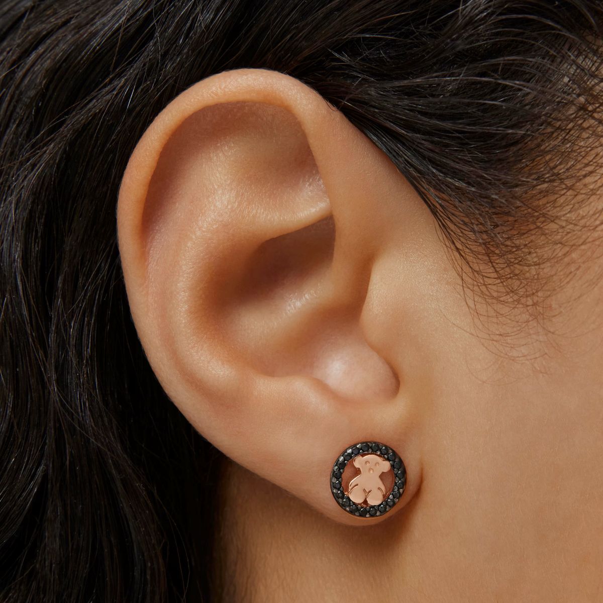 Pendientes Camille con baño de oro rosa 18 kt sobre plata y espinela Camille de Tous