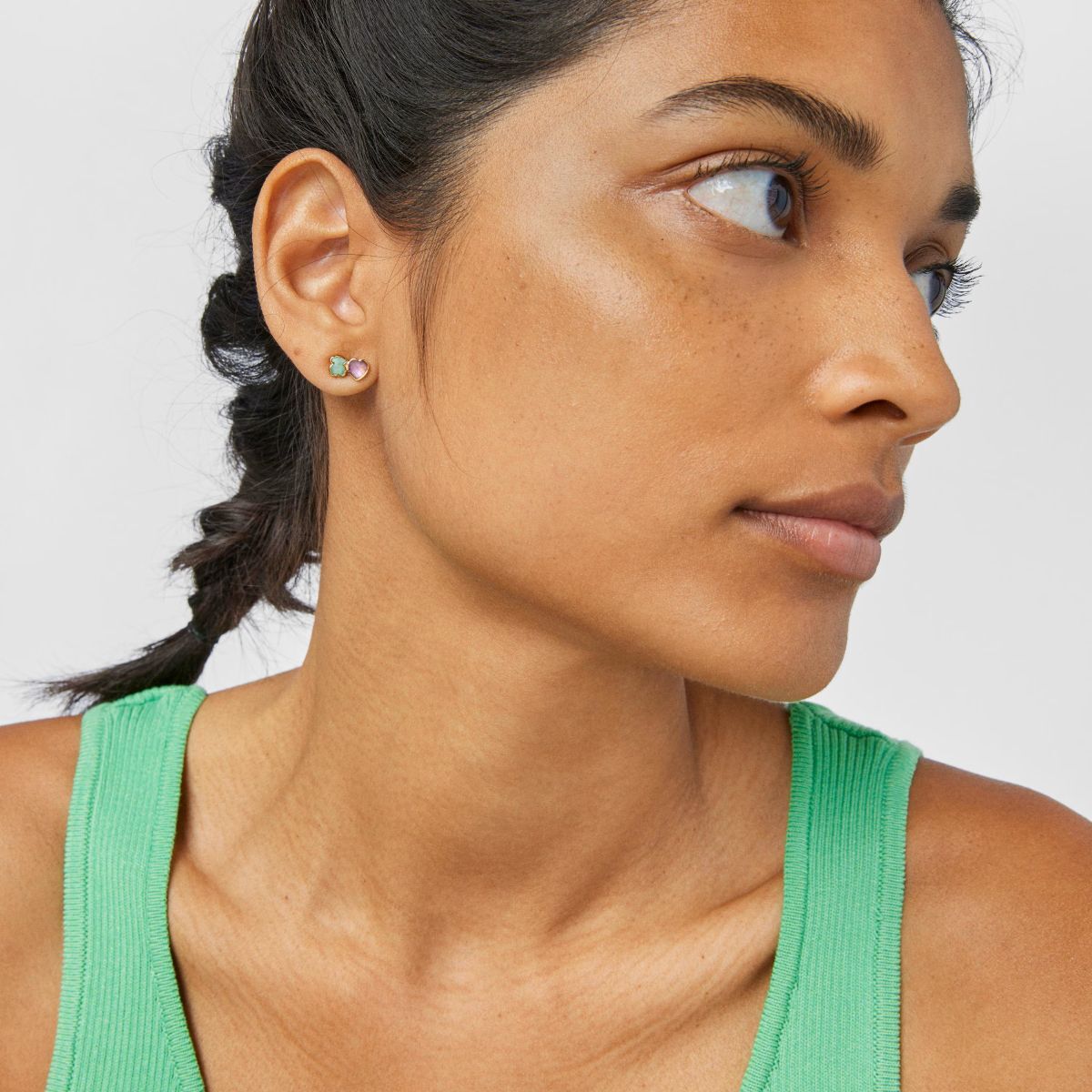 Pendientes con baño de oro 18 kt sobre plata y amazonita y amatista Glory de Tous