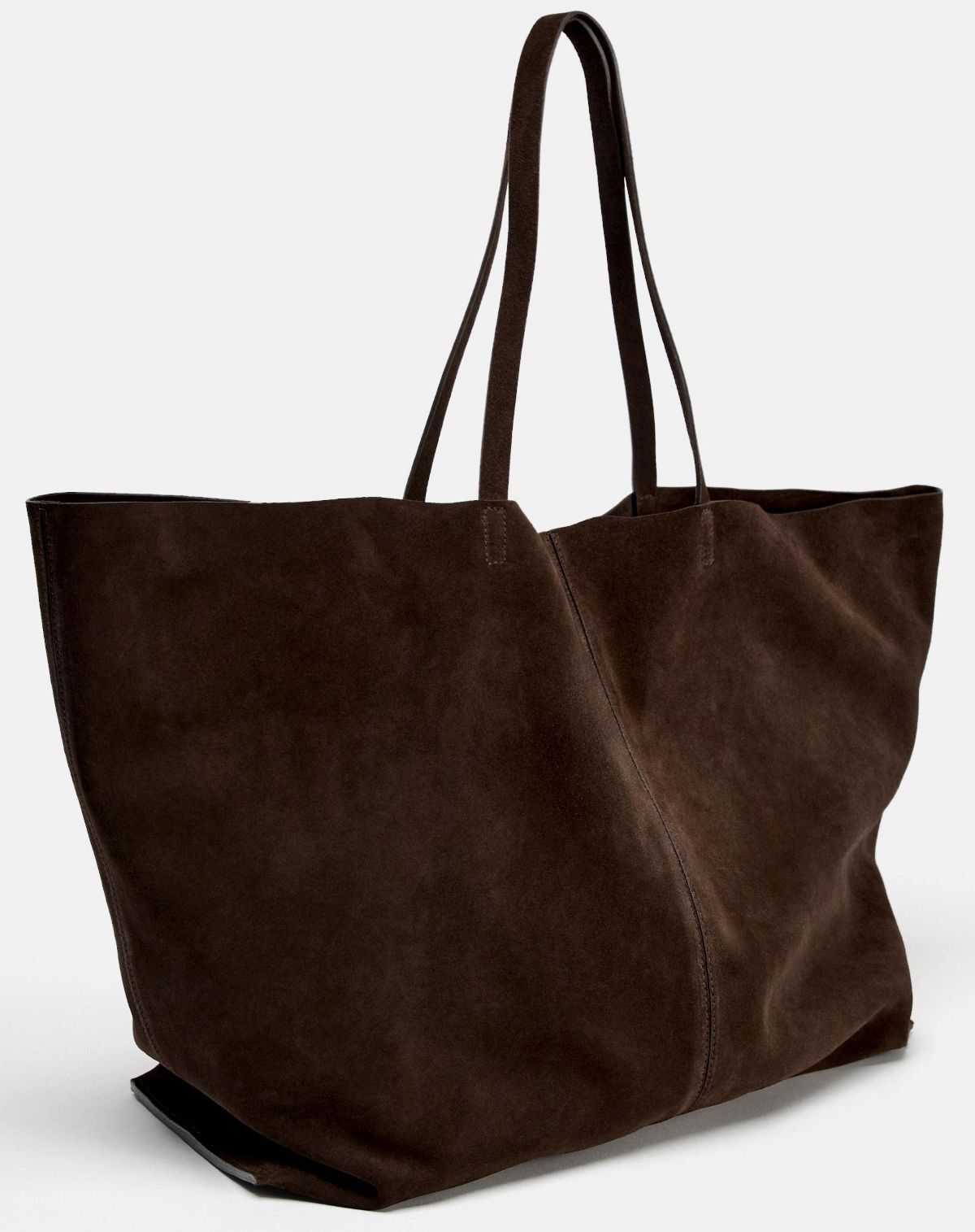 Bolso piel de serraje maxi shopper de Zara