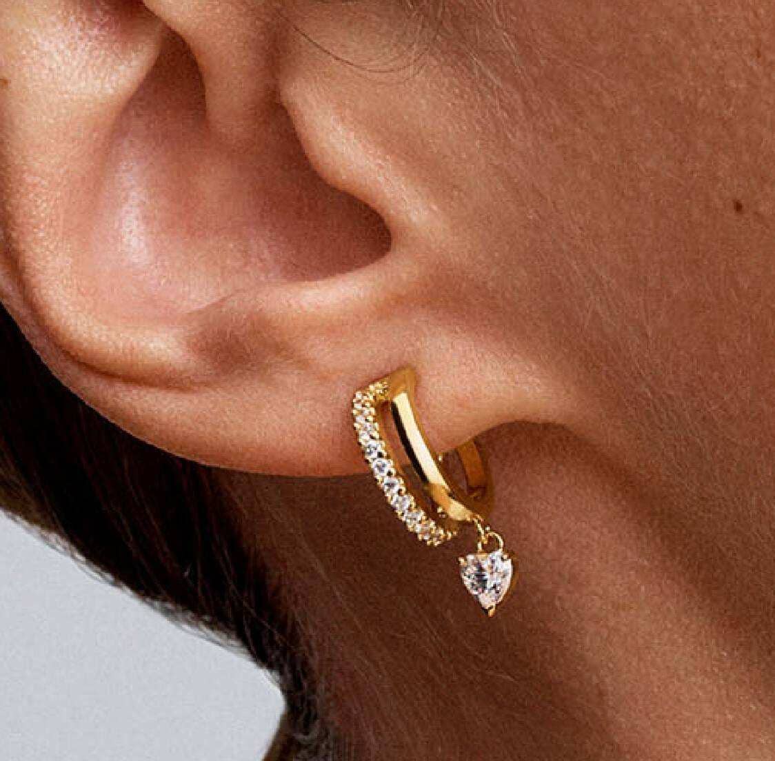 Pendientes de Aro Corazón Colgante de Pandora