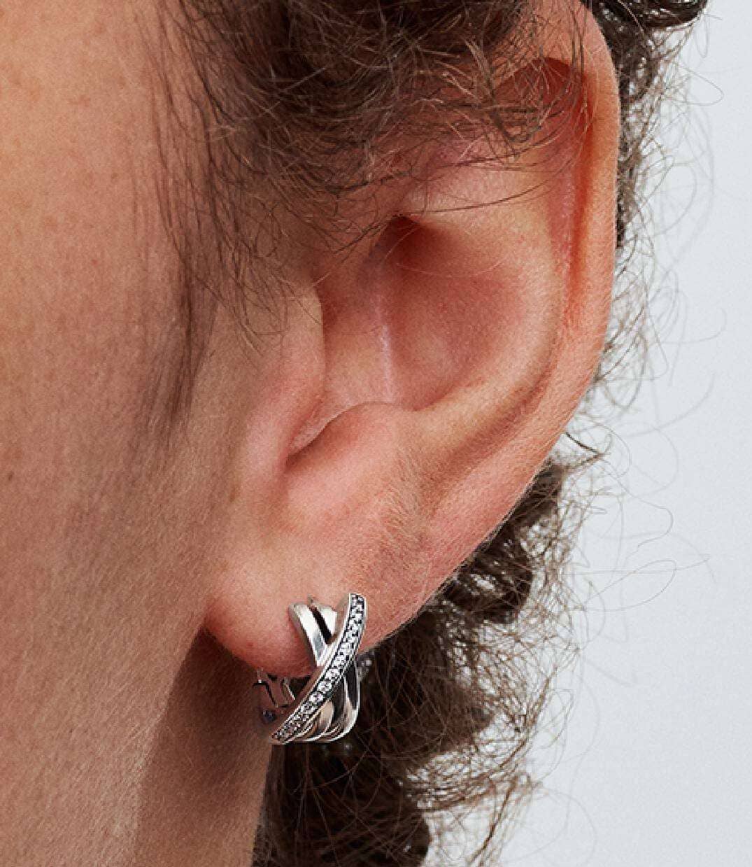 Pendientes de Aro Pavé Cruzado de Pandora