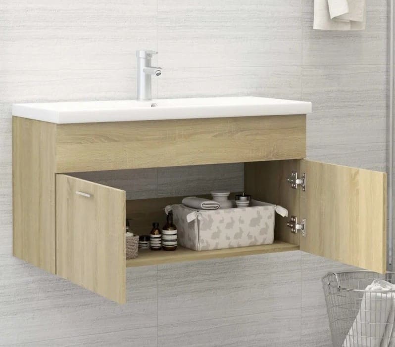 vidaXL Armario para lavabo contrachapada color roble de Leroy Merlin