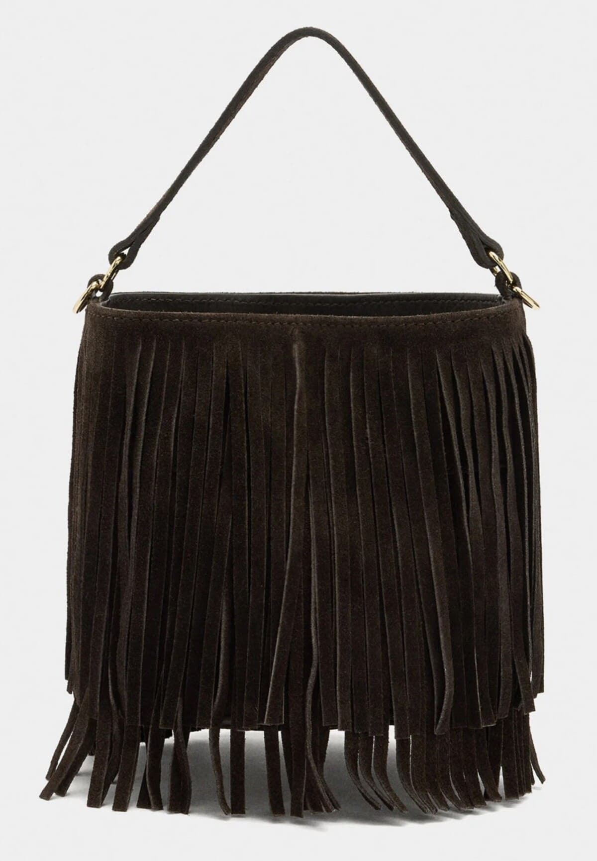 Bolso de hombro de piel con flecos