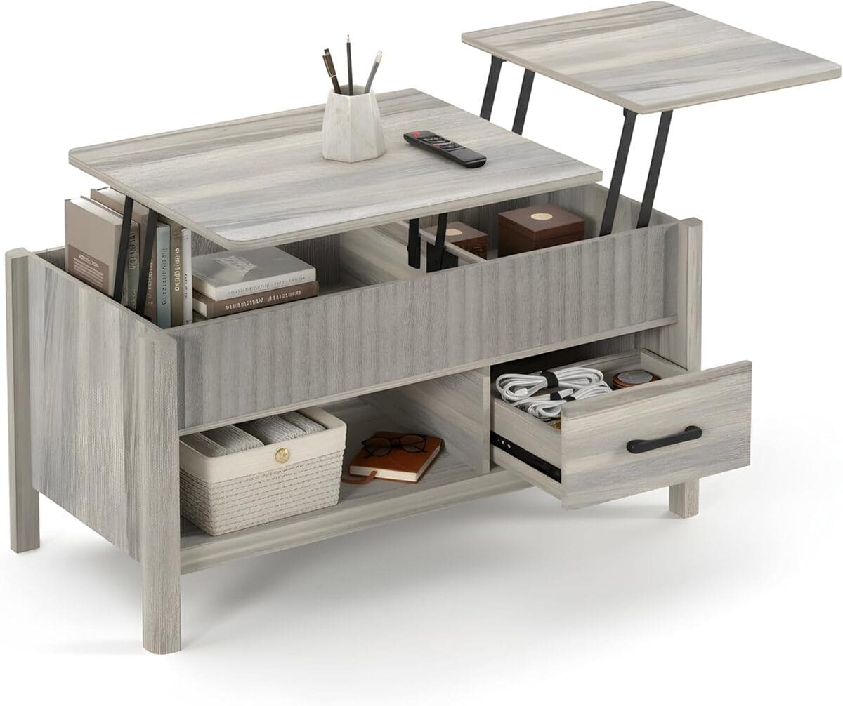 Mesa de centro elevable con almacenamiento, EORMM