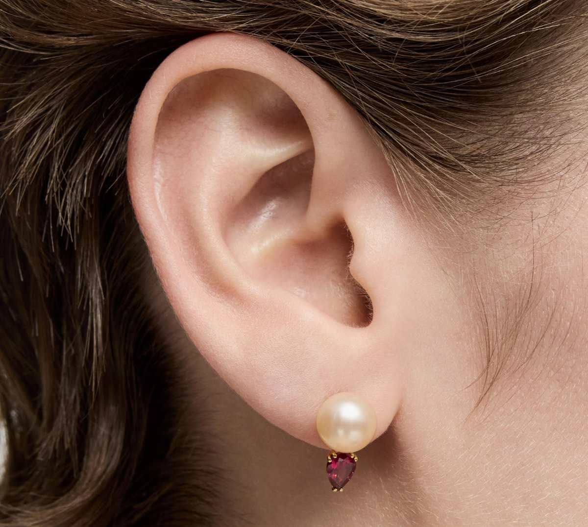 Pendientes de oro, rodolita y perla cultivada Ivette de TOUS