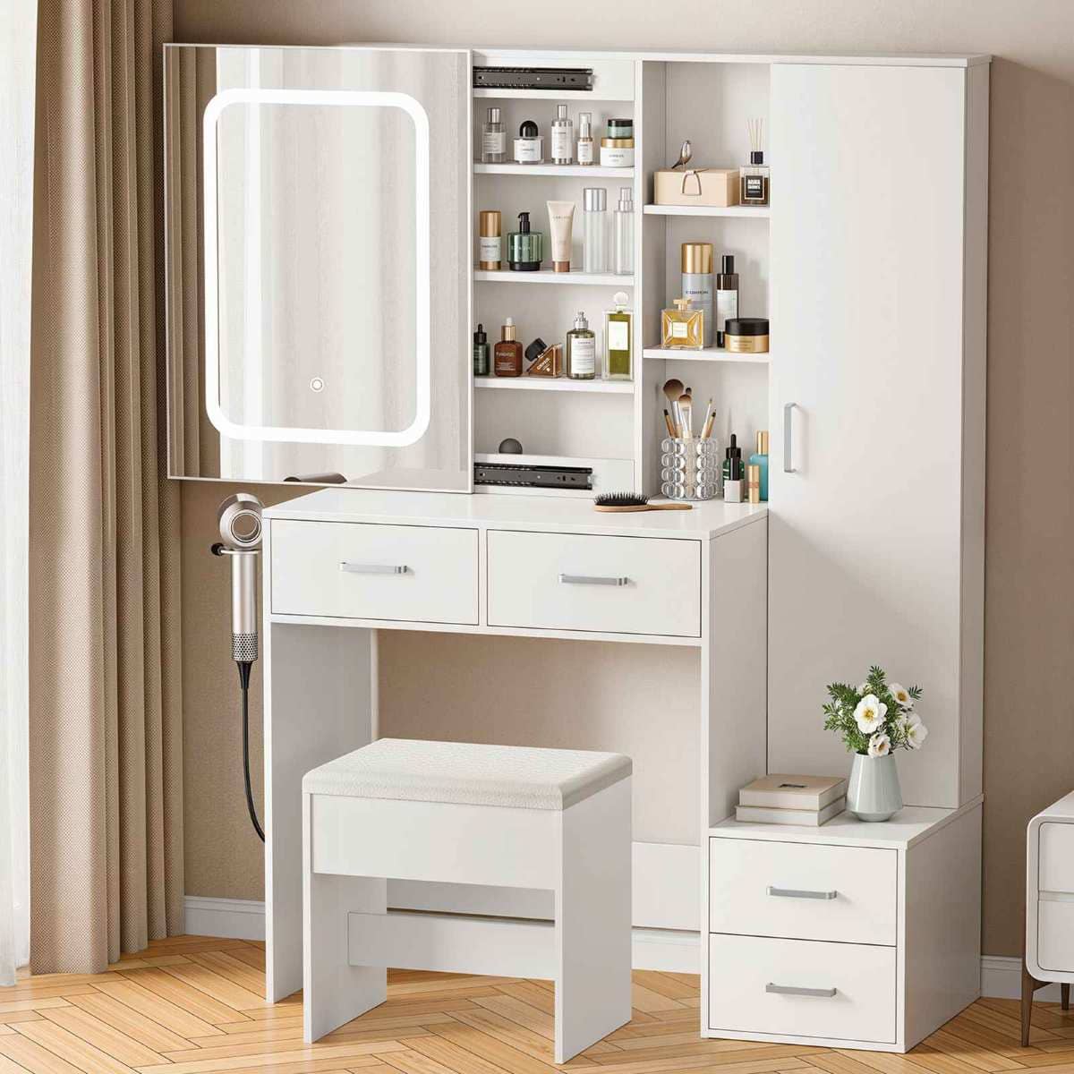 Tocador con espejo con cajón y estantes de Leroy Merlin