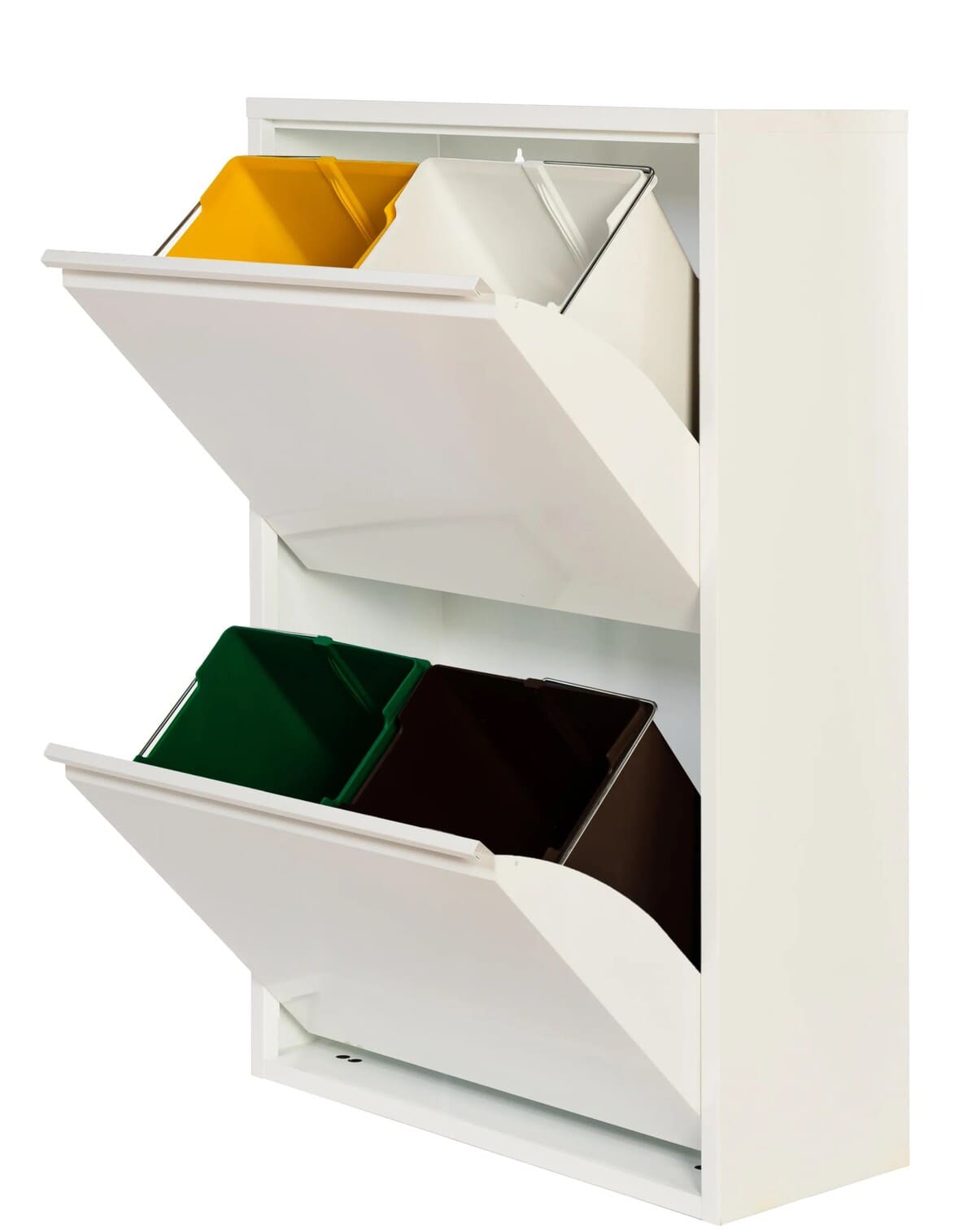 Armario para reciclaje con 2 puertas y 4 cubos de 15 L