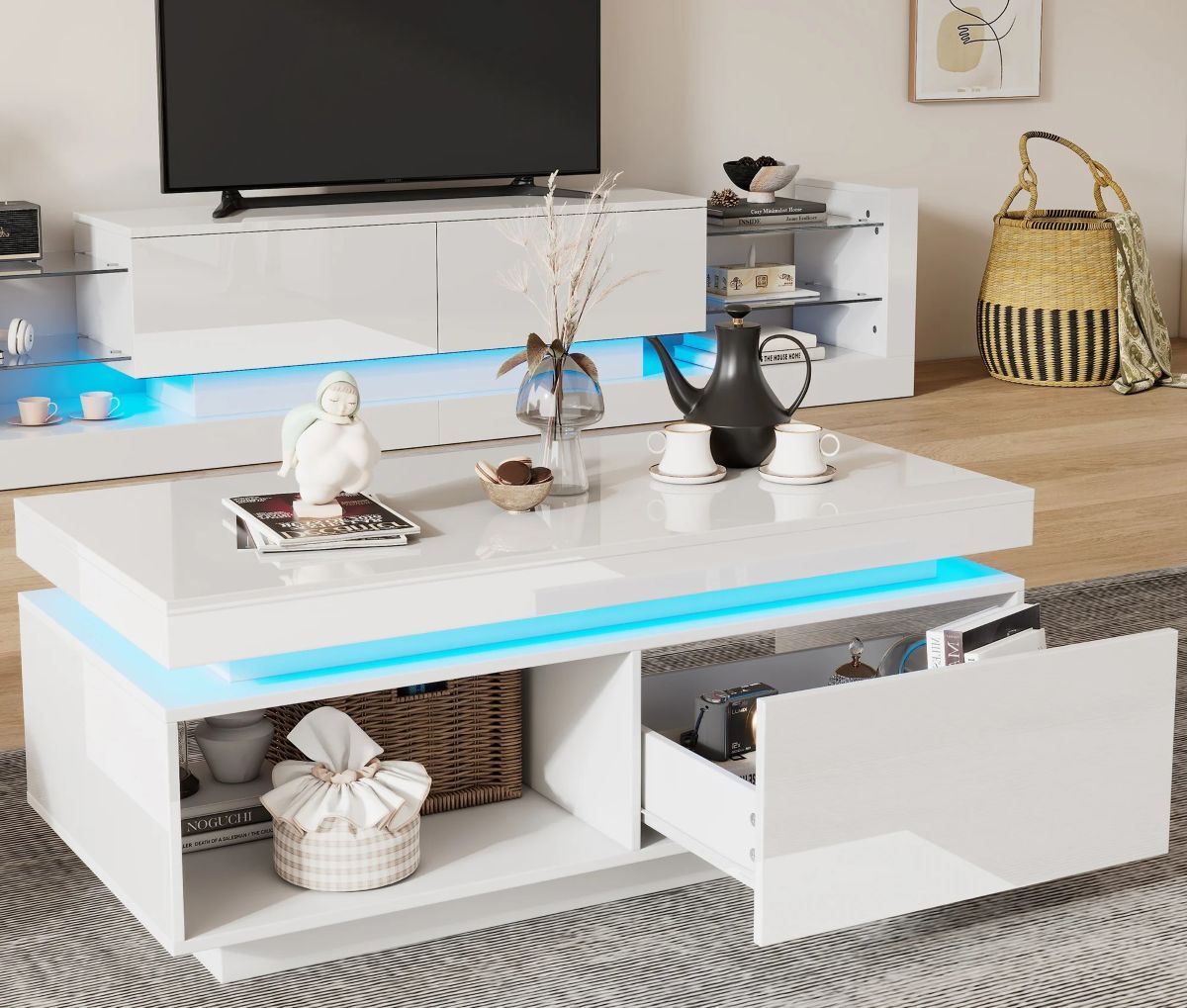 Mesa de centro con puerta y compartimento abierto Muebles Chic de Leroy Merlin