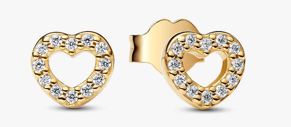 Pendientes de Botón Corazón Abierto de Pandora