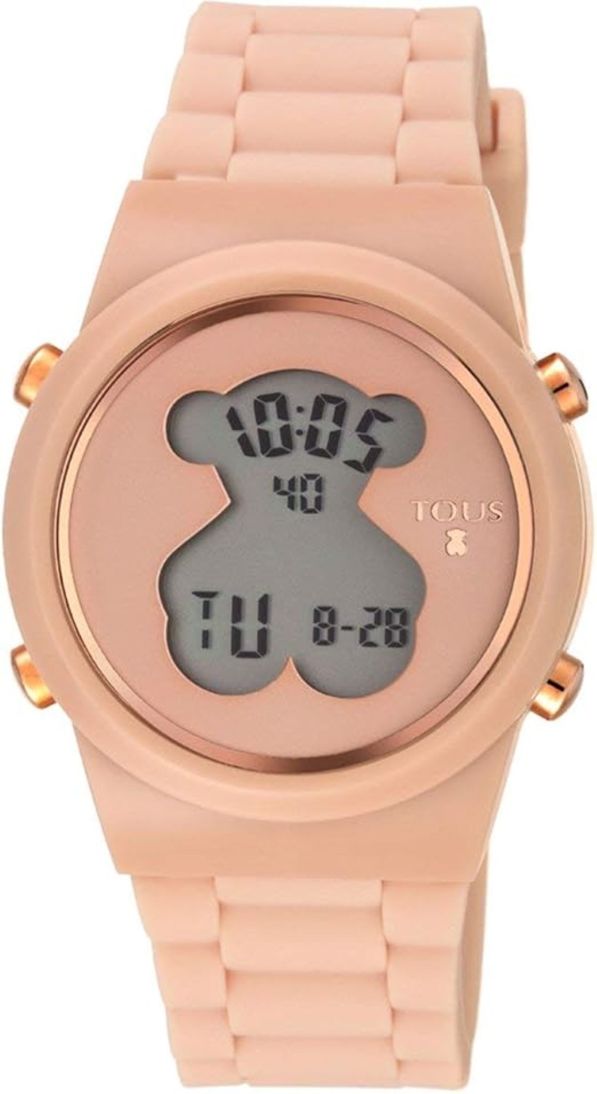 Reloj Tous digital D-Bear de acero IP rosado con correa de silicona de Amazon