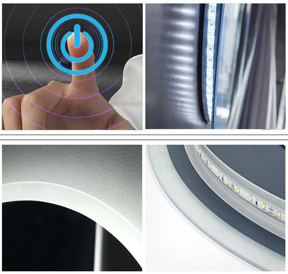 Espejo baño redondo con 3 color led con antivaho Leroy Merlin 1