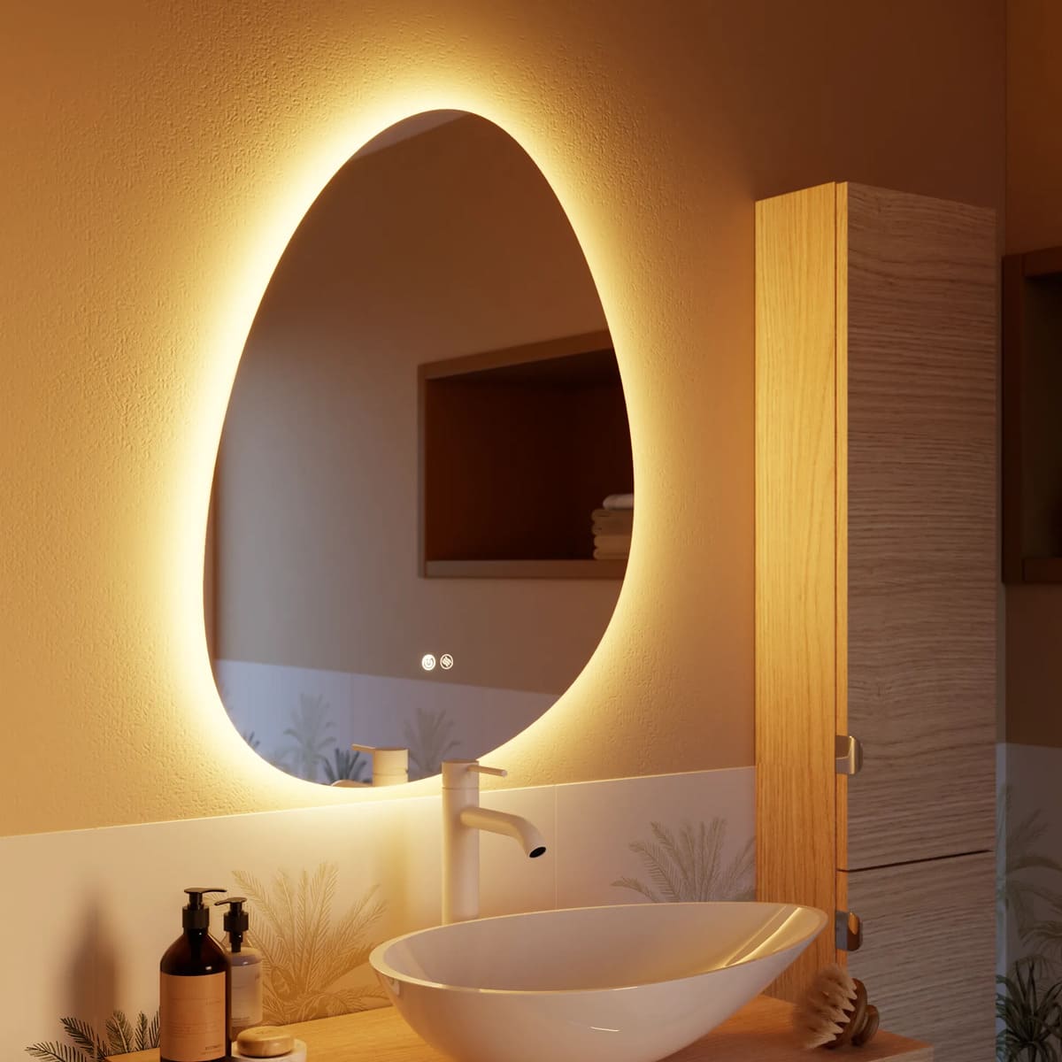 Espejo de baño con luz LED Modern Pebble, SENSEA (1)