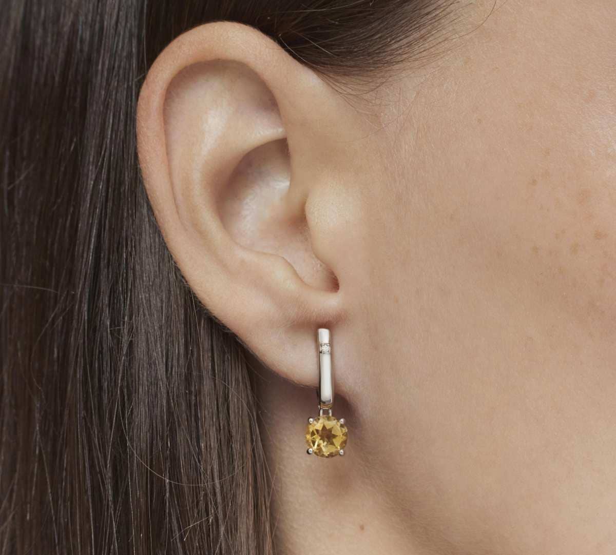 Pendientes aro de plata, citrino y diamantes Basic Colors de TOUS