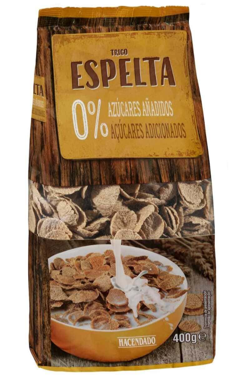 Cereales copos de trigo espelta integral Hacendado 0 azúcares añadidos