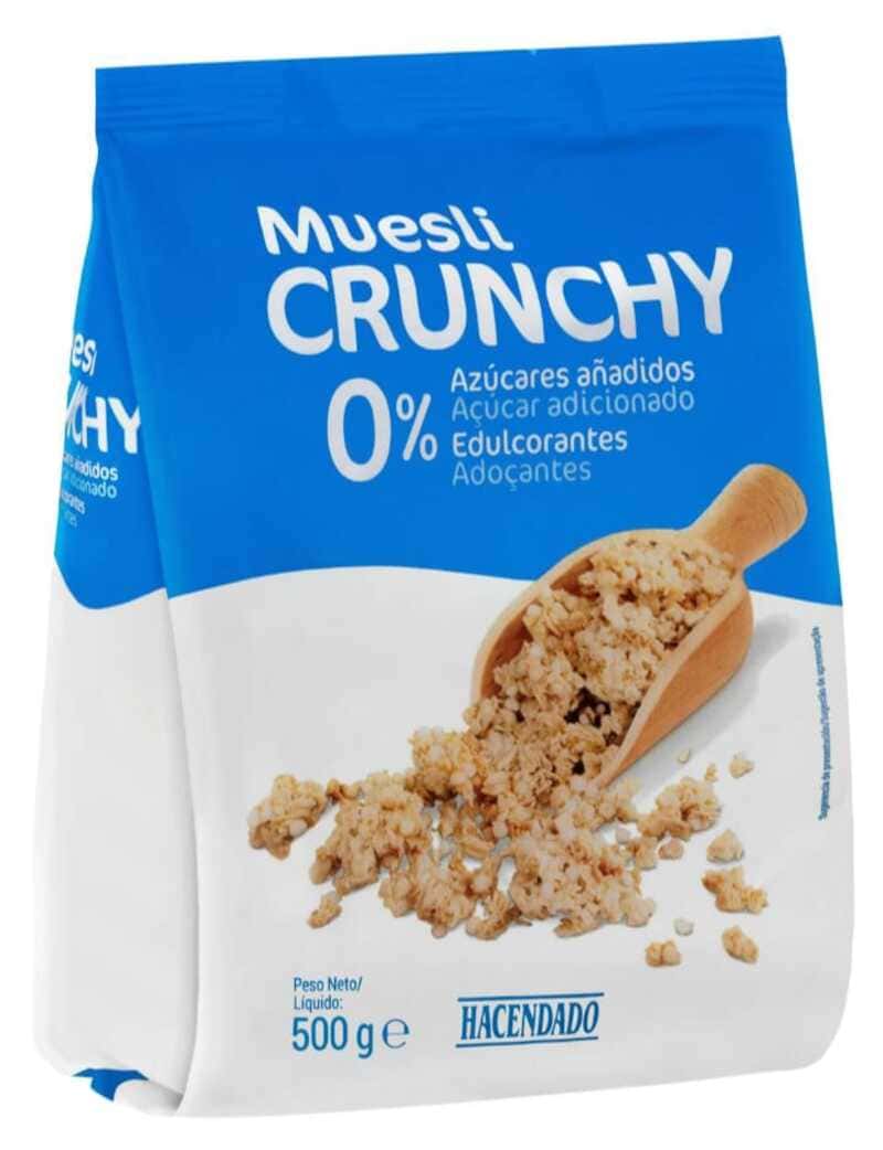 Muesli Crunchy Hacendado 0 azúcares añadidos y 0 edulcorantes