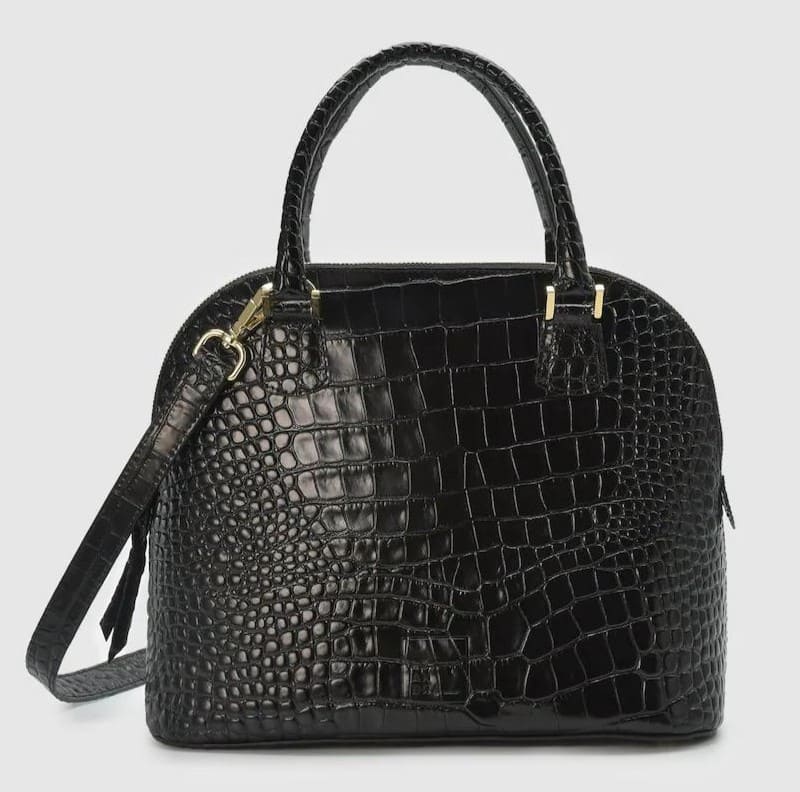 Bolso de mano multiposición de piel grabada en coco, Leandra