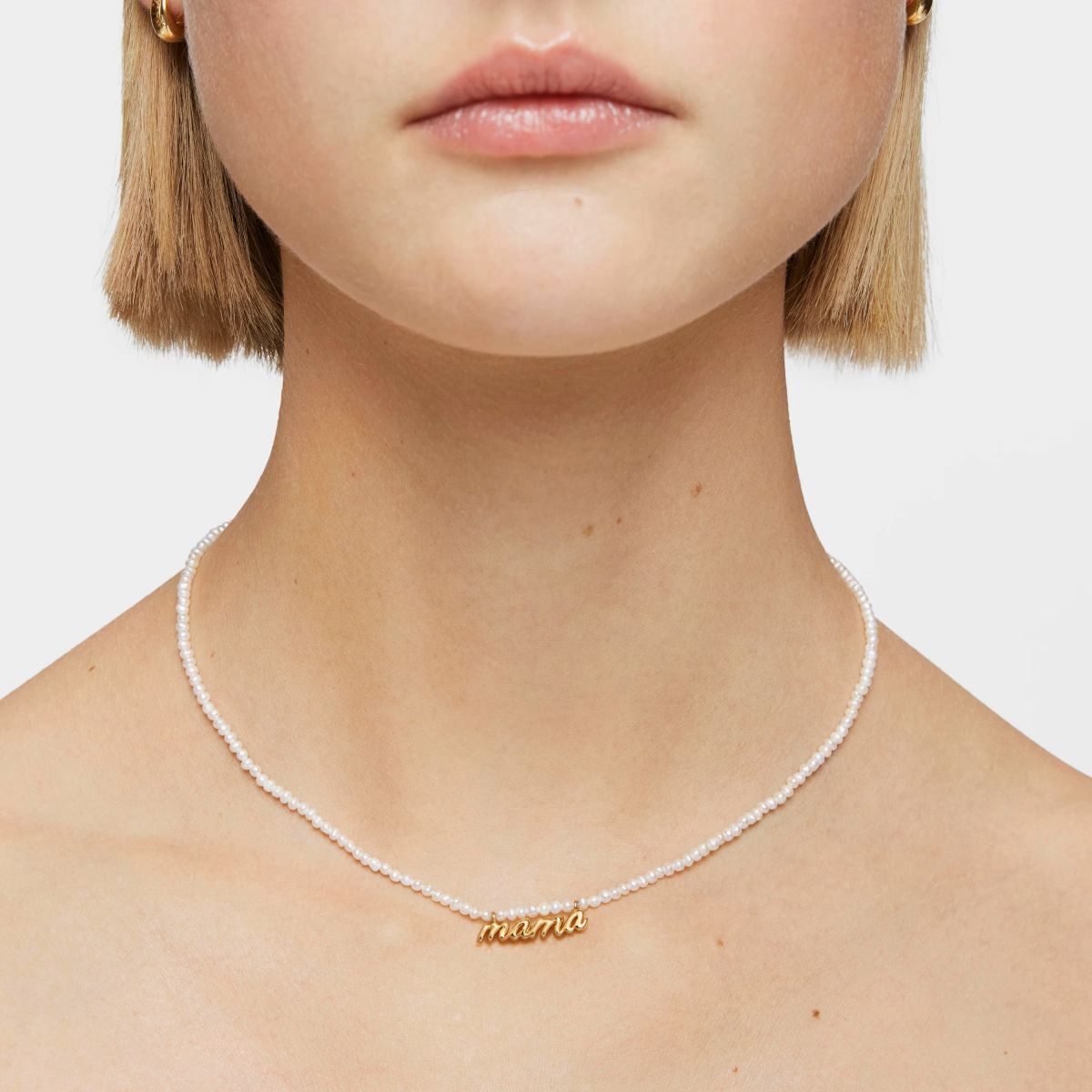 Collar Mama con baño de oro 18 kt sobre plata y perlas cultivadas TOUS Mama
