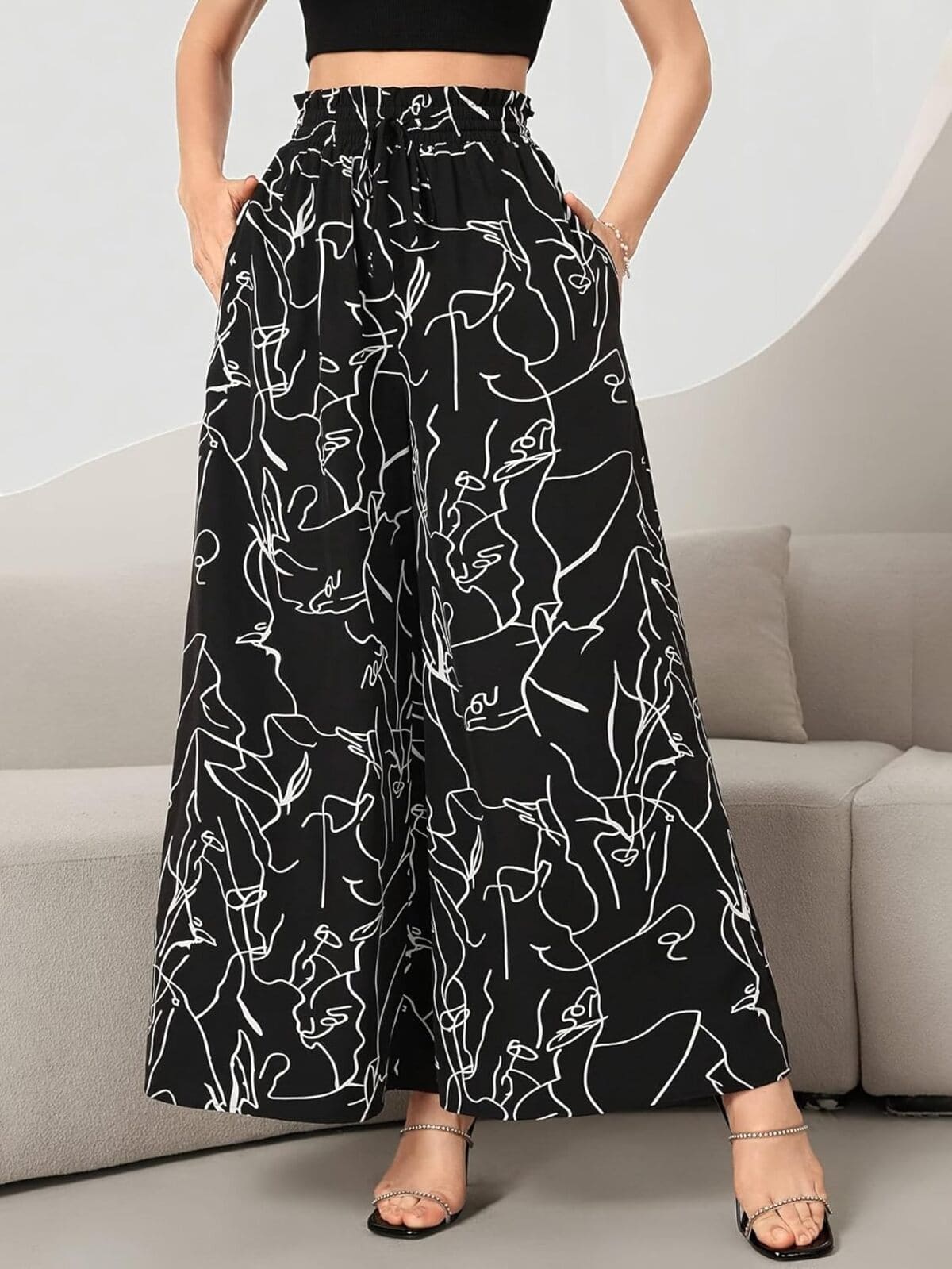 Pantalones de vestir bohemios de pierna ancha