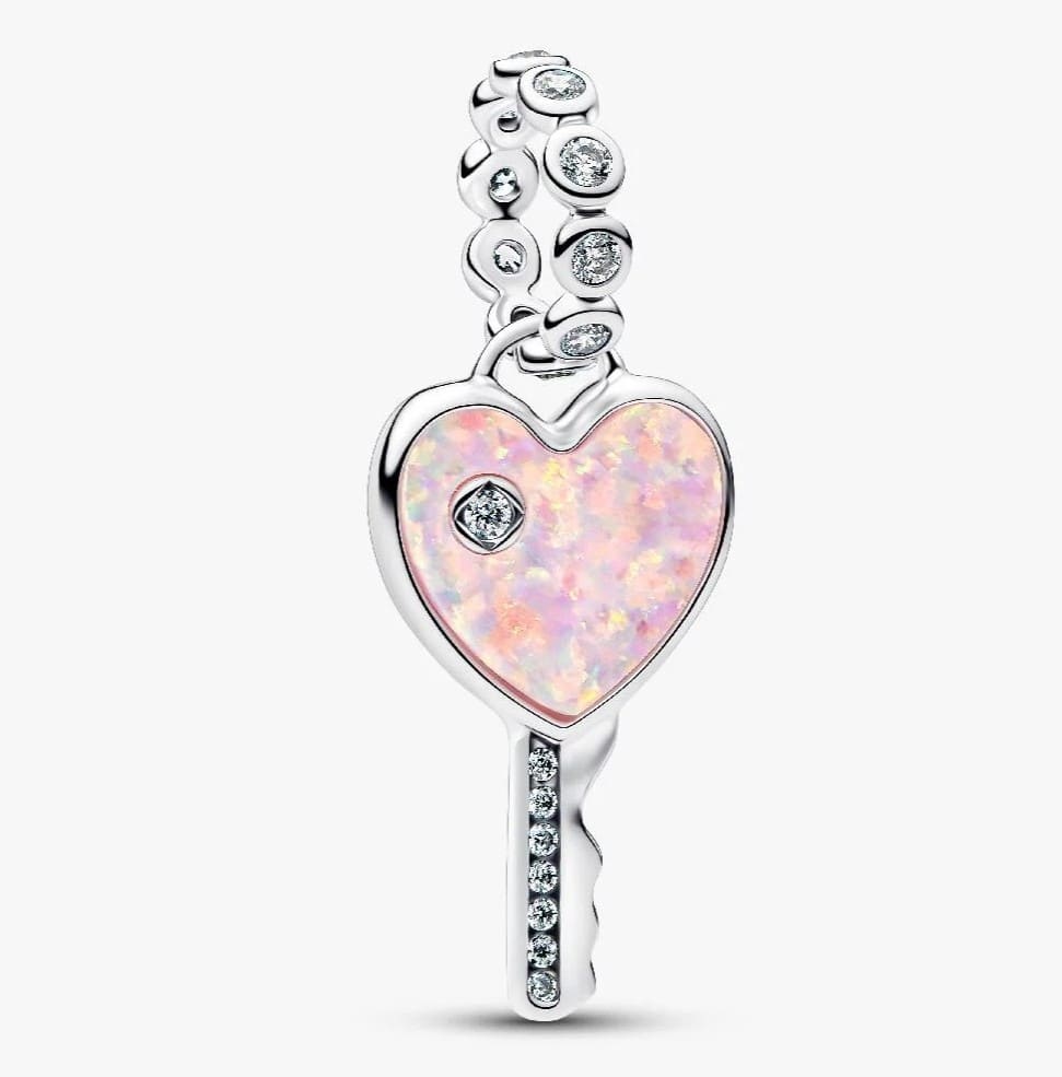 Charm colgante llave corazón opalescente de Pandora