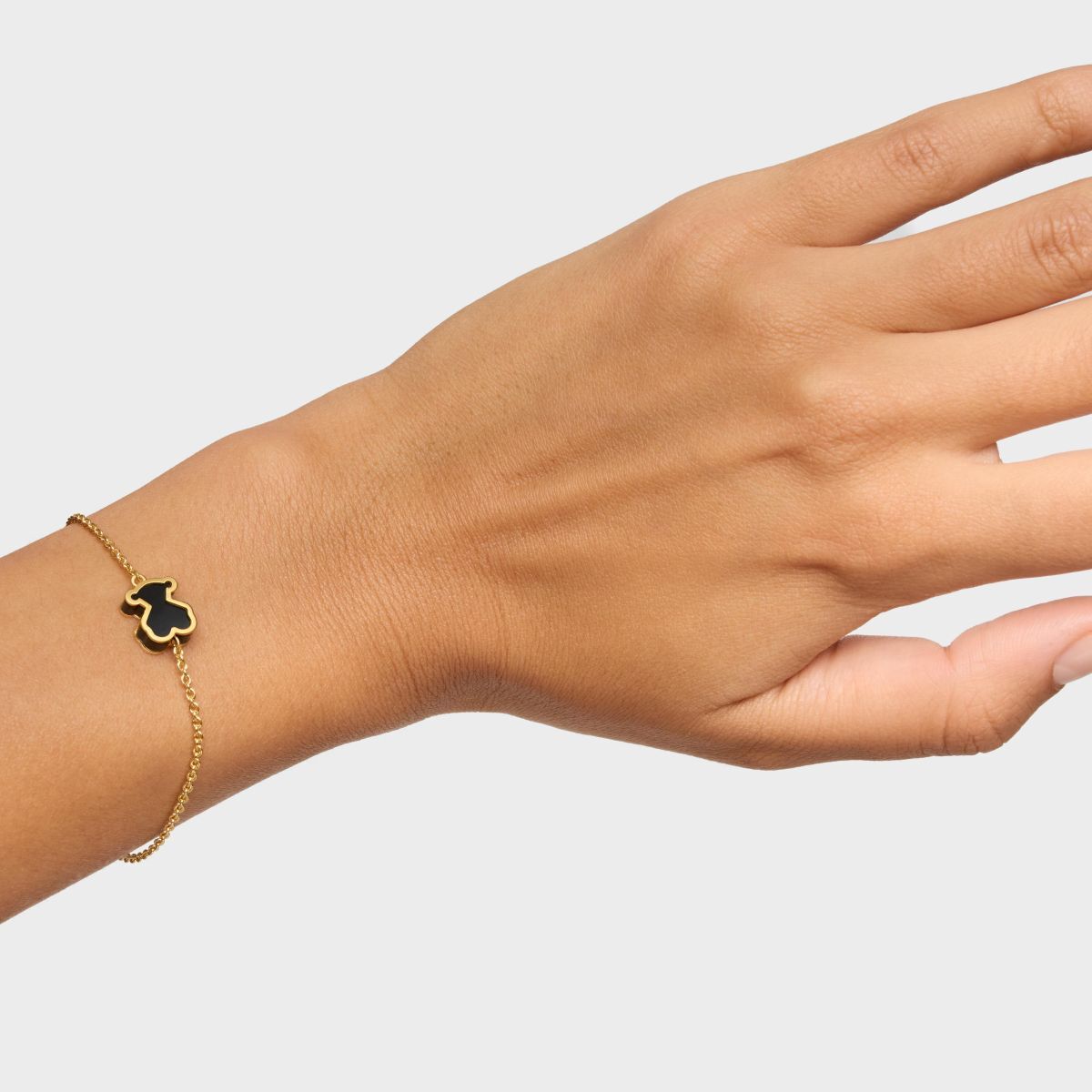 Pulsera con baño de oro 18 kt sobre plata y metacrilato negro Galaxy de Tous